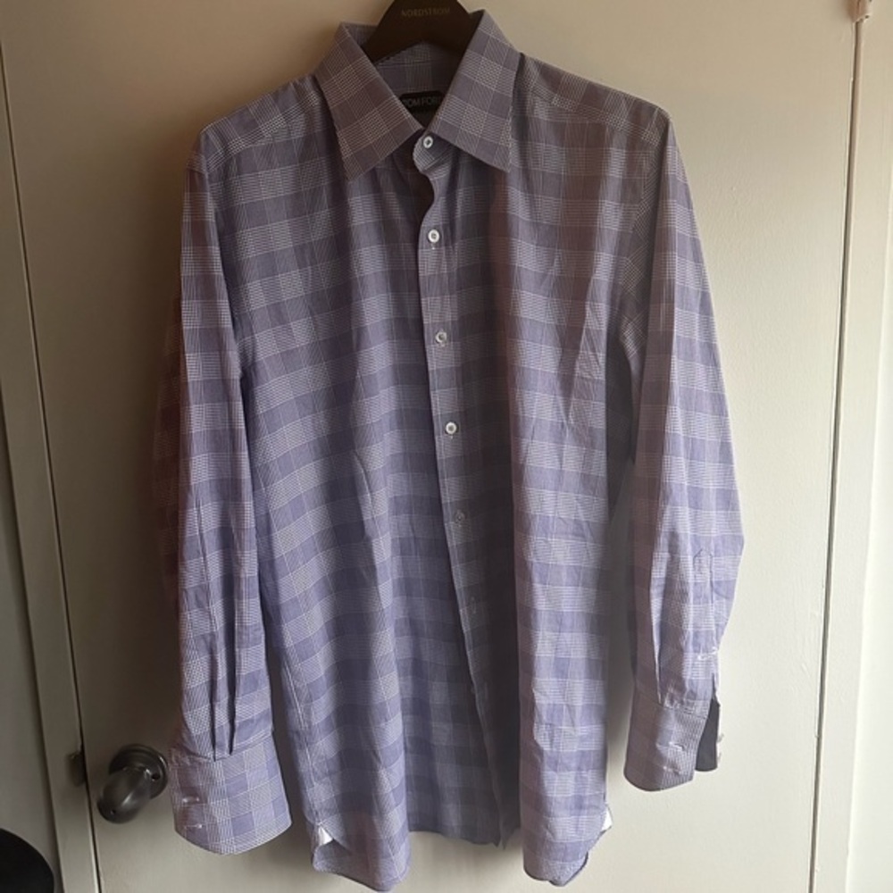 Tom Ford Switzerland Purple Checkered Shirt